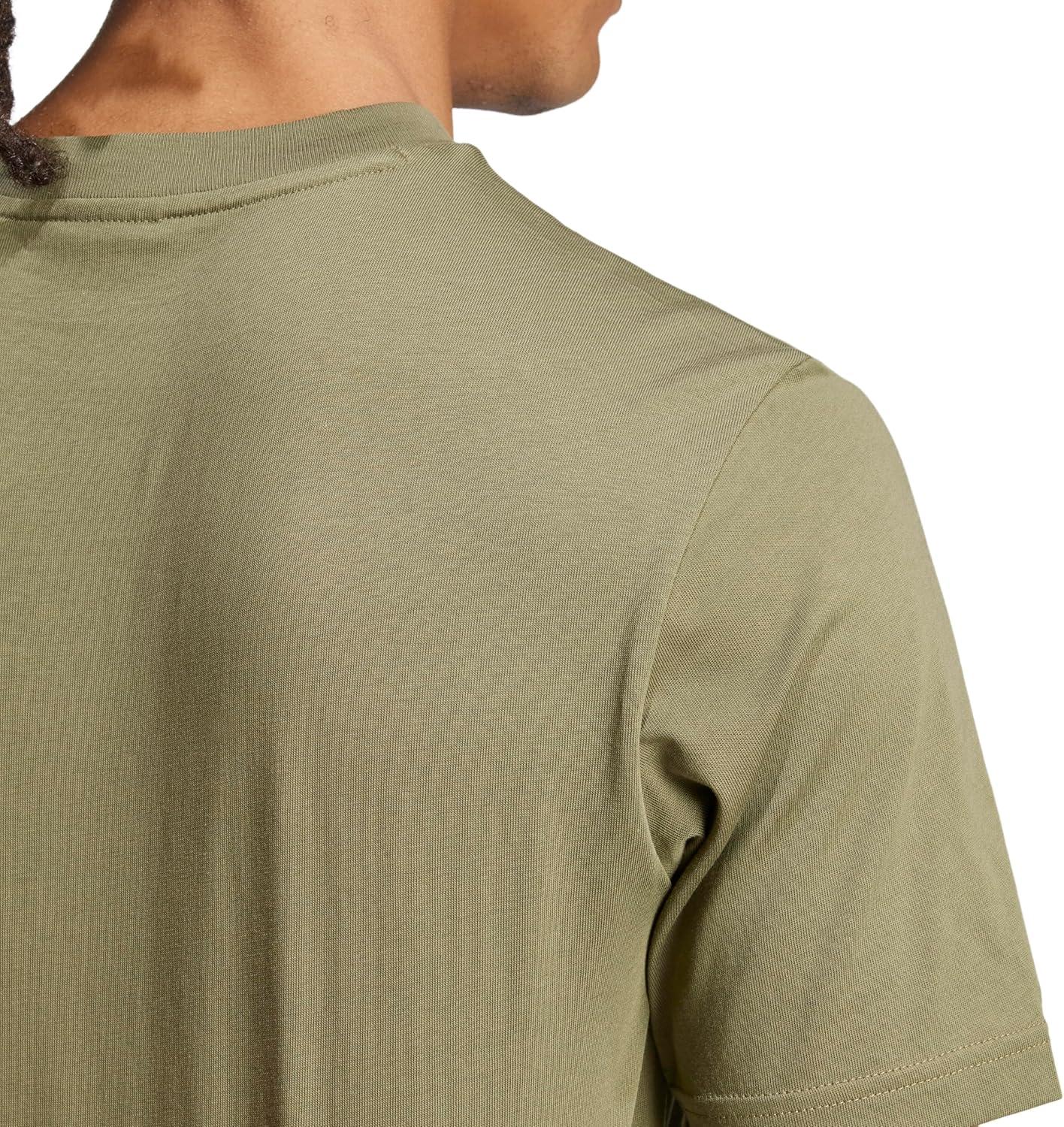 imageadidas Mens Essentials Small Logo Single Jersey TShirtOlive StrataBlack