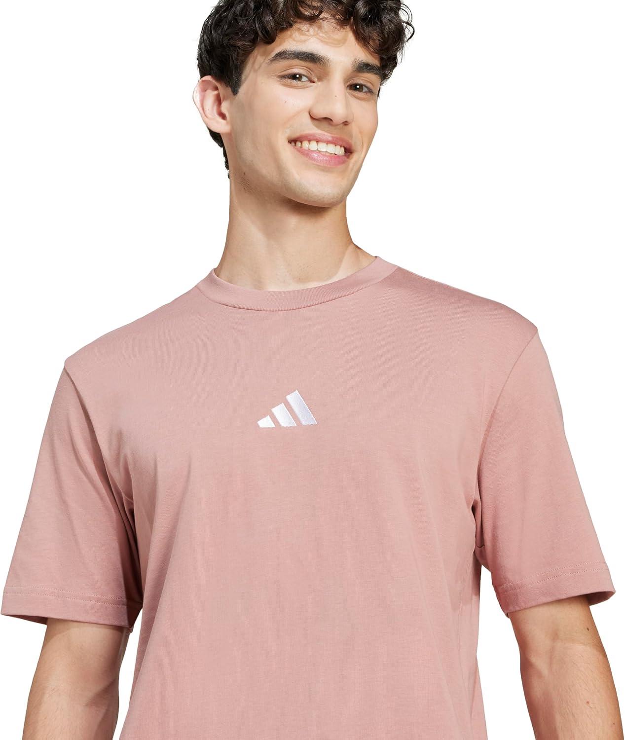 imageadidas Mens Essentials Small Logo Single Jersey TShirtWarm ClayWhite