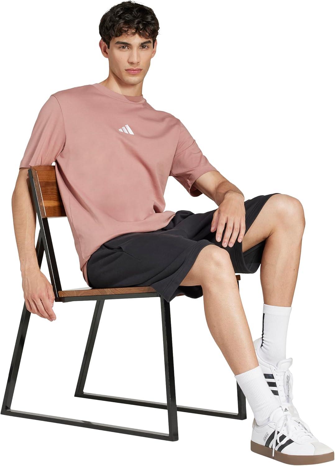 imageadidas Mens Essentials Small Logo Single Jersey TShirtWarm ClayWhite