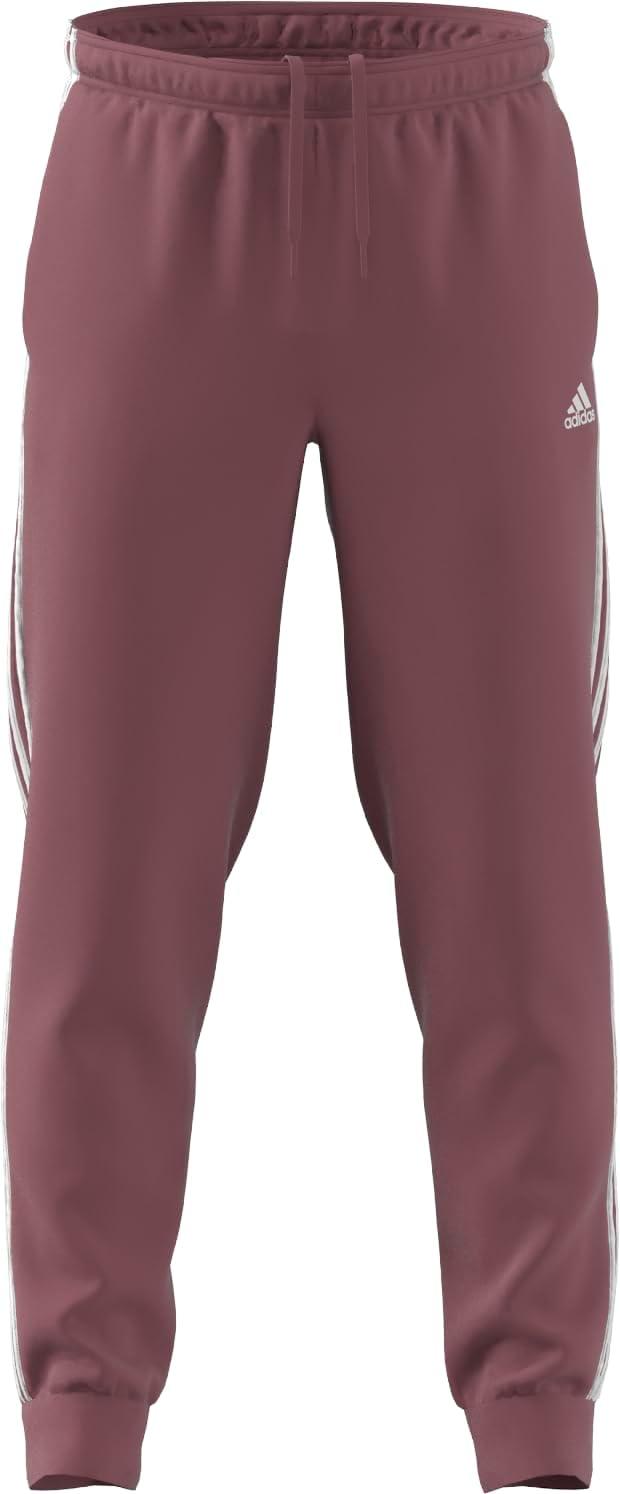 imageadidas Mens Essentials WarmUp Tricot 3Stripes Tapered Track PantsPreloved Crimson