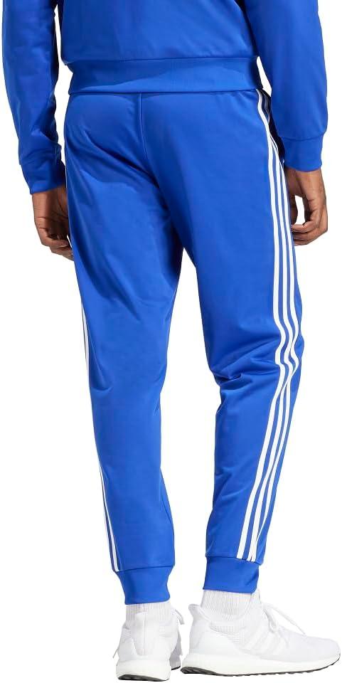 imageadidas Mens Essentials WarmUp Tricot 3Stripes Tapered Track PantsSemi Lucid BlueWhite