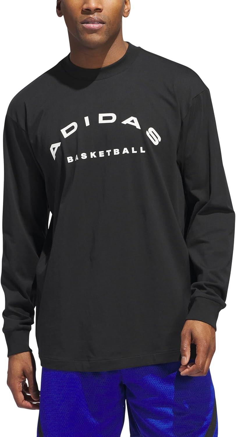 imageadidas Mens Select Long Sleeve Basketball TShirtBlackCloud White