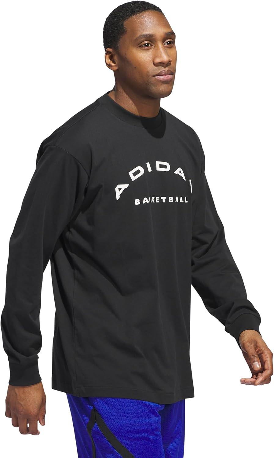 imageadidas Mens Select Long Sleeve Basketball TShirtBlackCloud White
