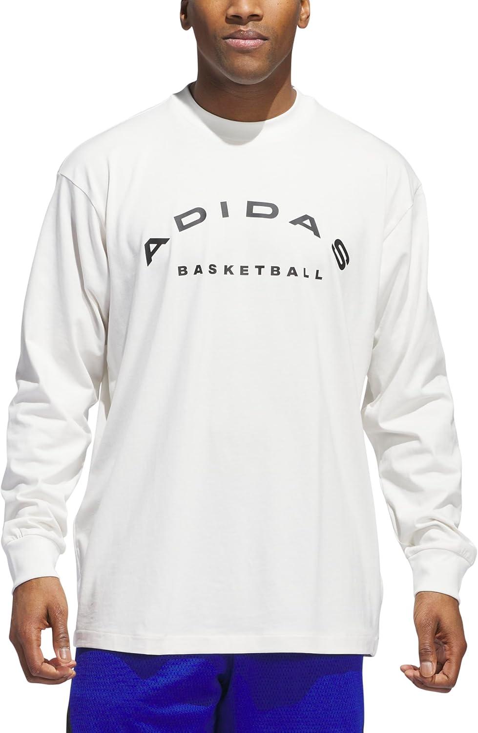 imageadidas Mens Select Long Sleeve Basketball TShirtCloud WhiteBlack