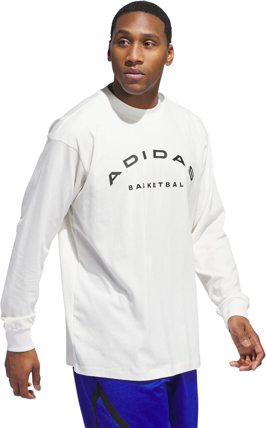 imageadidas Mens Select Long Sleeve Basketball TShirtCloud WhiteBlack