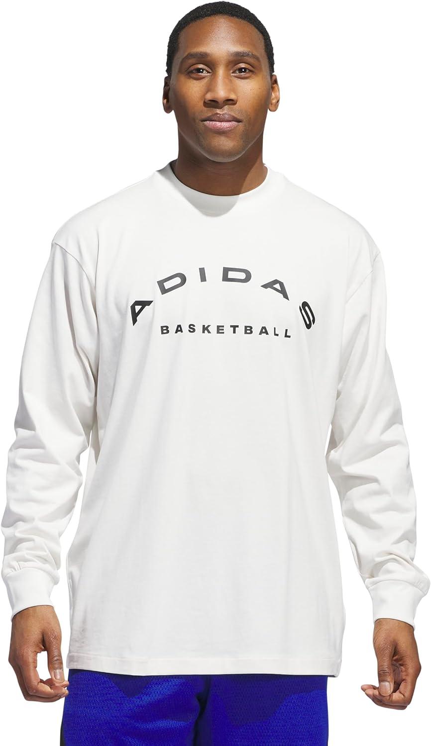 imageadidas Mens Select Long Sleeve Basketball TShirtCloud WhiteBlack