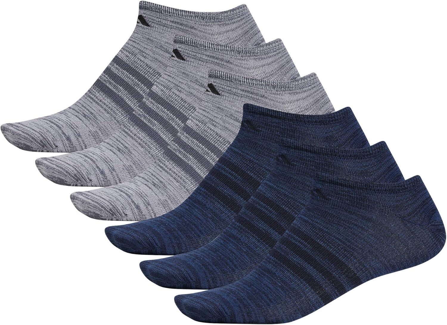 imageadidas Mens Superlite No Show Socks 6Pair Pack Low Profile Below AnkleLegend Ink BlueNight Marine BlueOnix Grey