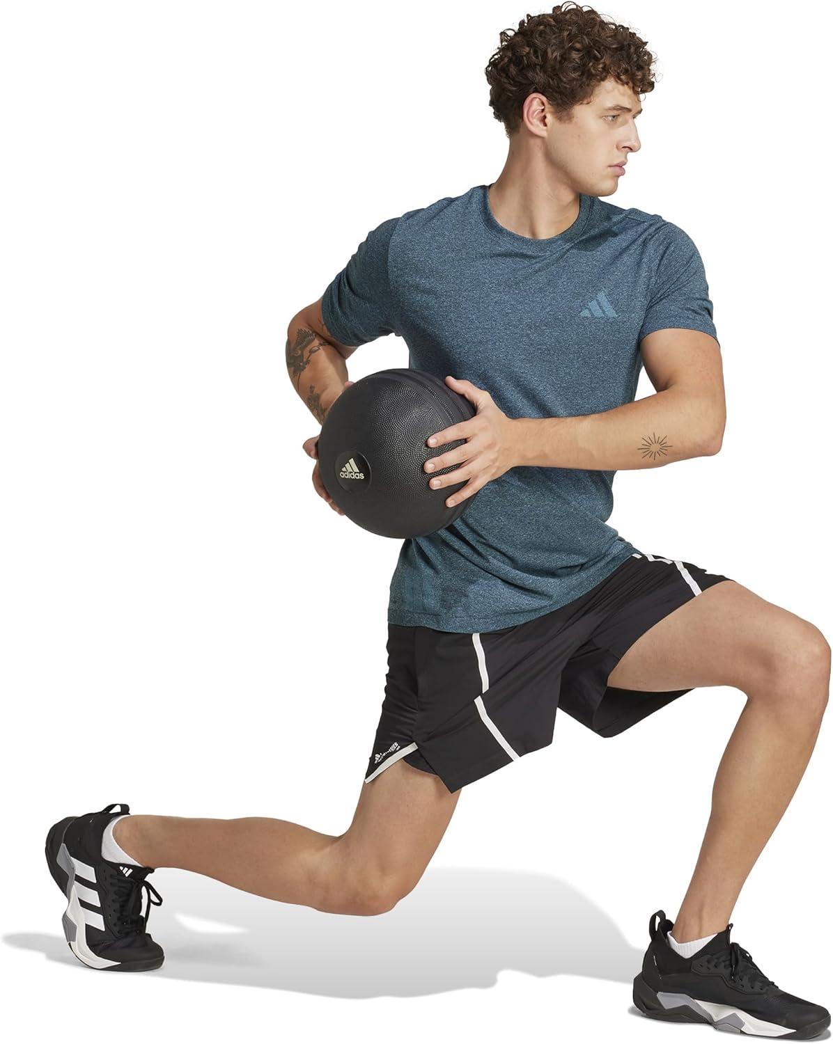 imageadidas Mens Train Essentials Structure Crew Neck Short Sleeve Casual Tops Casual  GreenSemi Blue BurstGrey