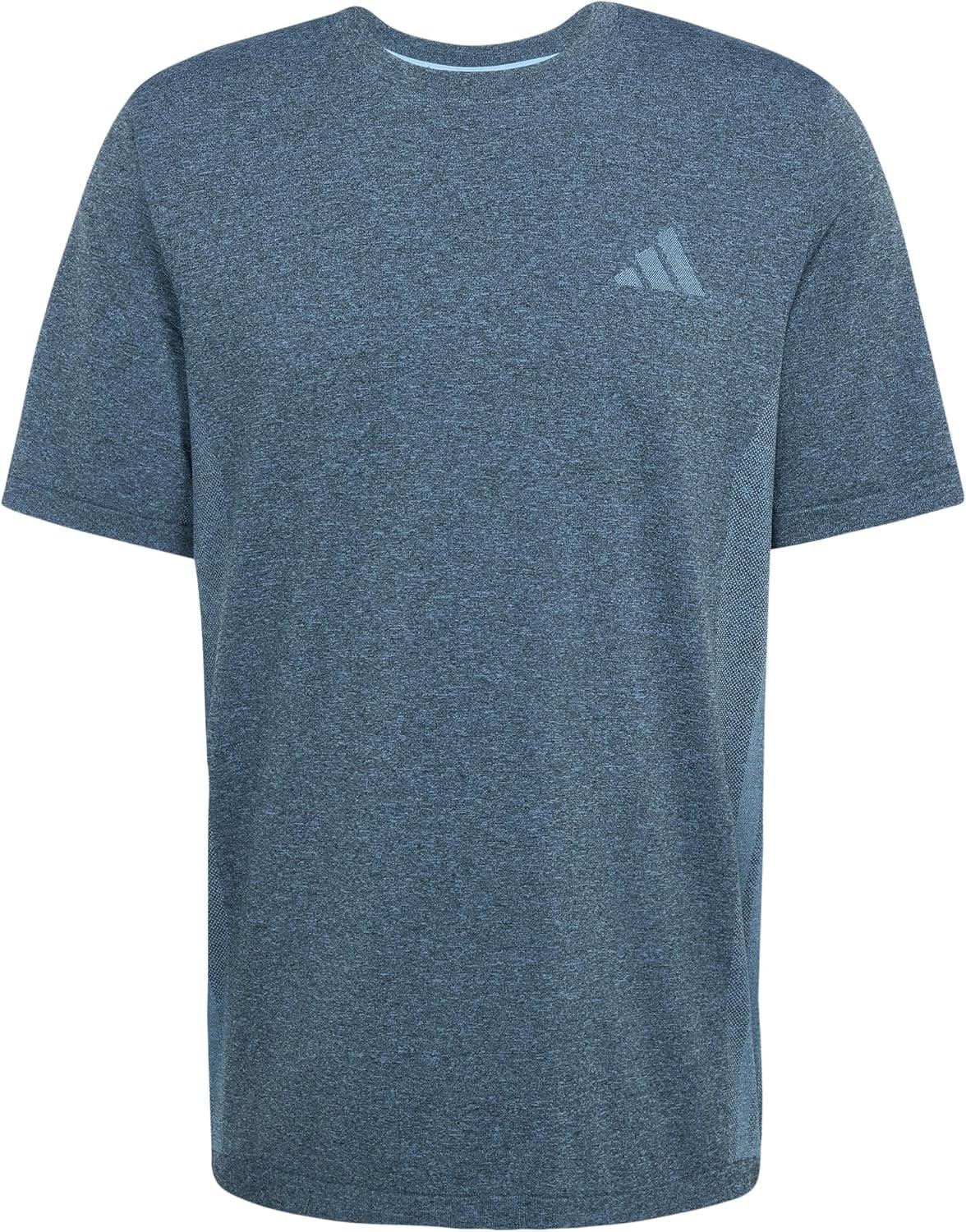 imageadidas Mens Train Essentials Structure Crew Neck Short Sleeve Casual Tops Casual  GreenSemi Blue BurstGrey