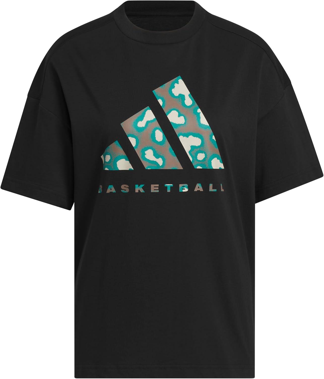 imageadidas Womens Basketball Camouflage Logo TShirtBlackPure Teal