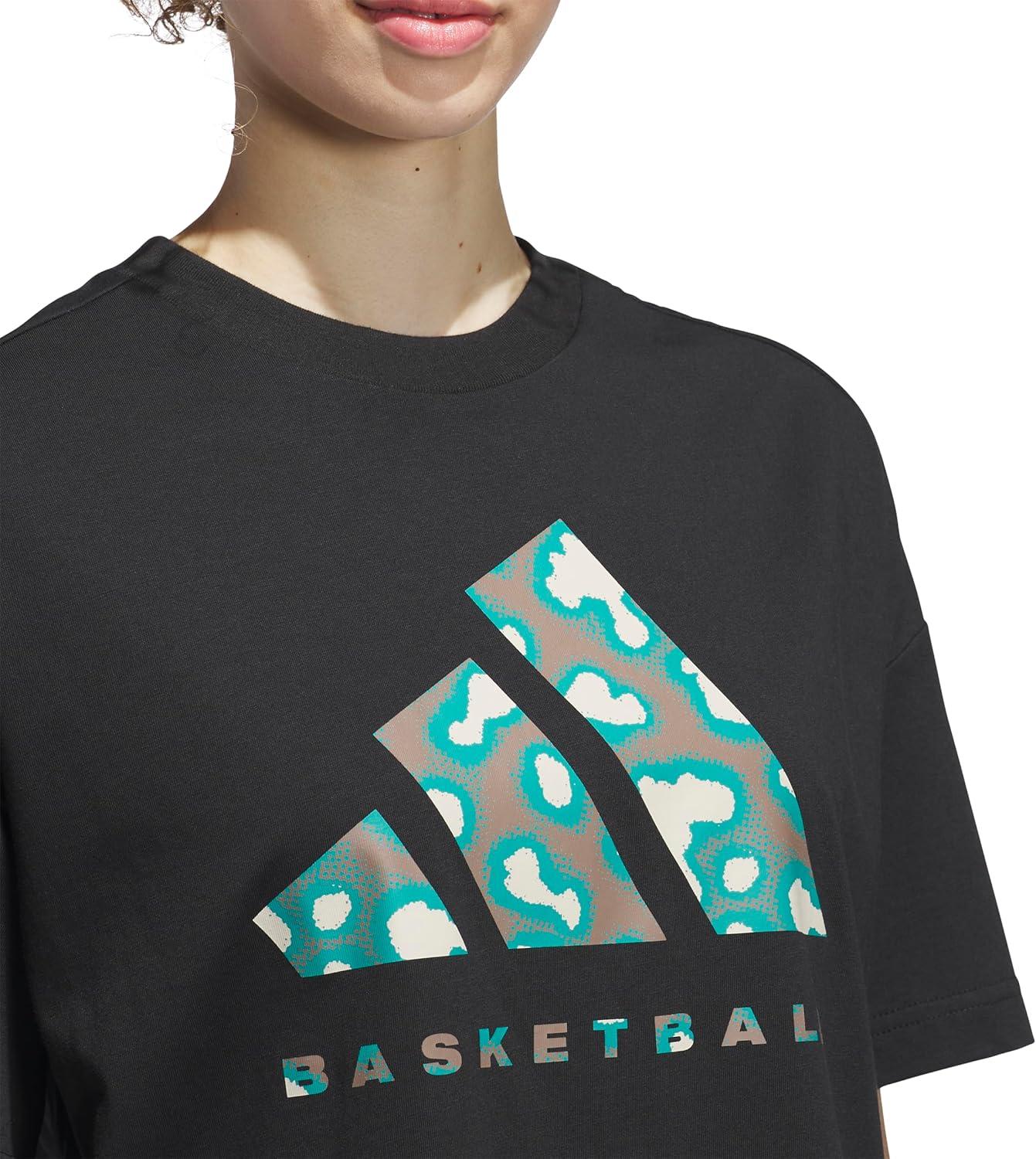 imageadidas Womens Basketball Camouflage Logo TShirtBlackPure Teal