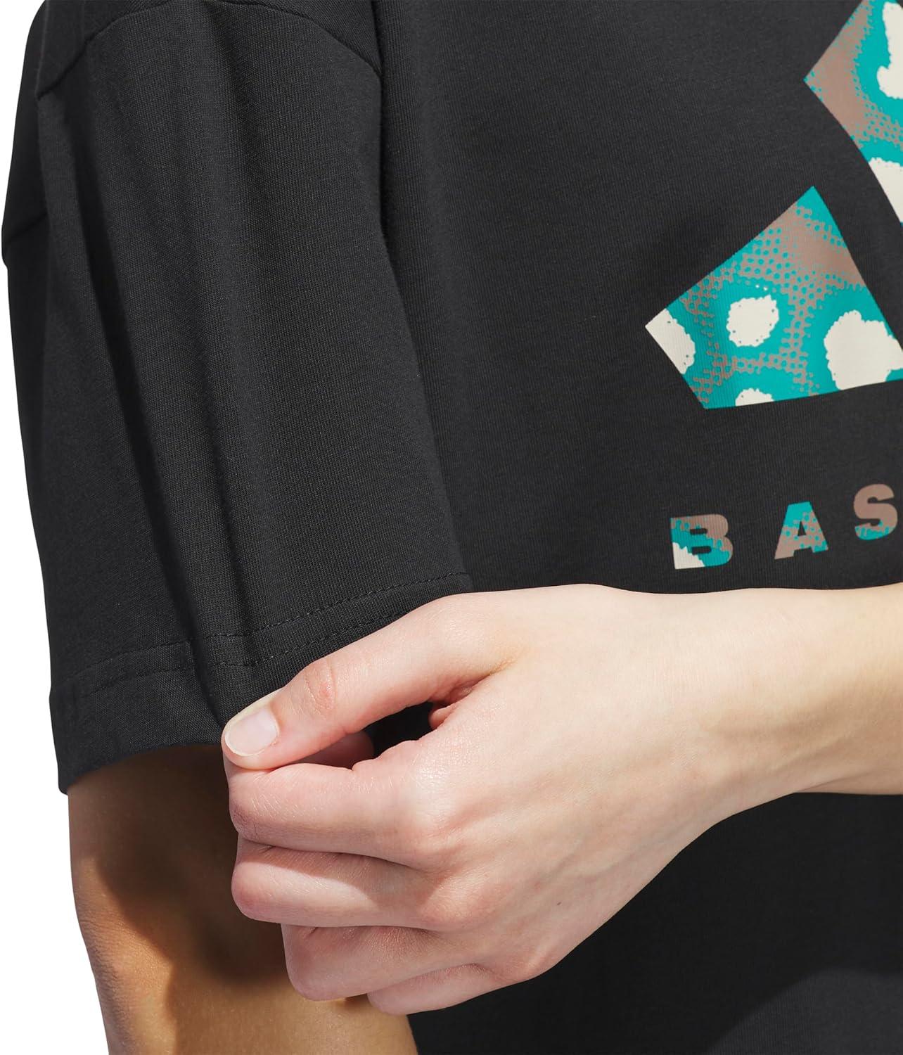 imageadidas Womens Basketball Camouflage Logo TShirtBlackPure Teal