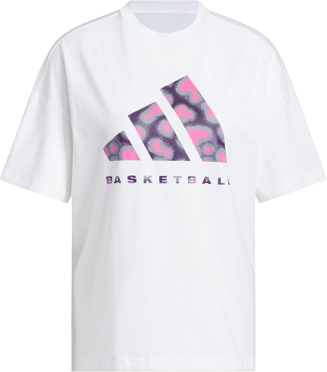 imageadidas Womens Basketball Camouflage Logo TShirtWhiteSilver Violet