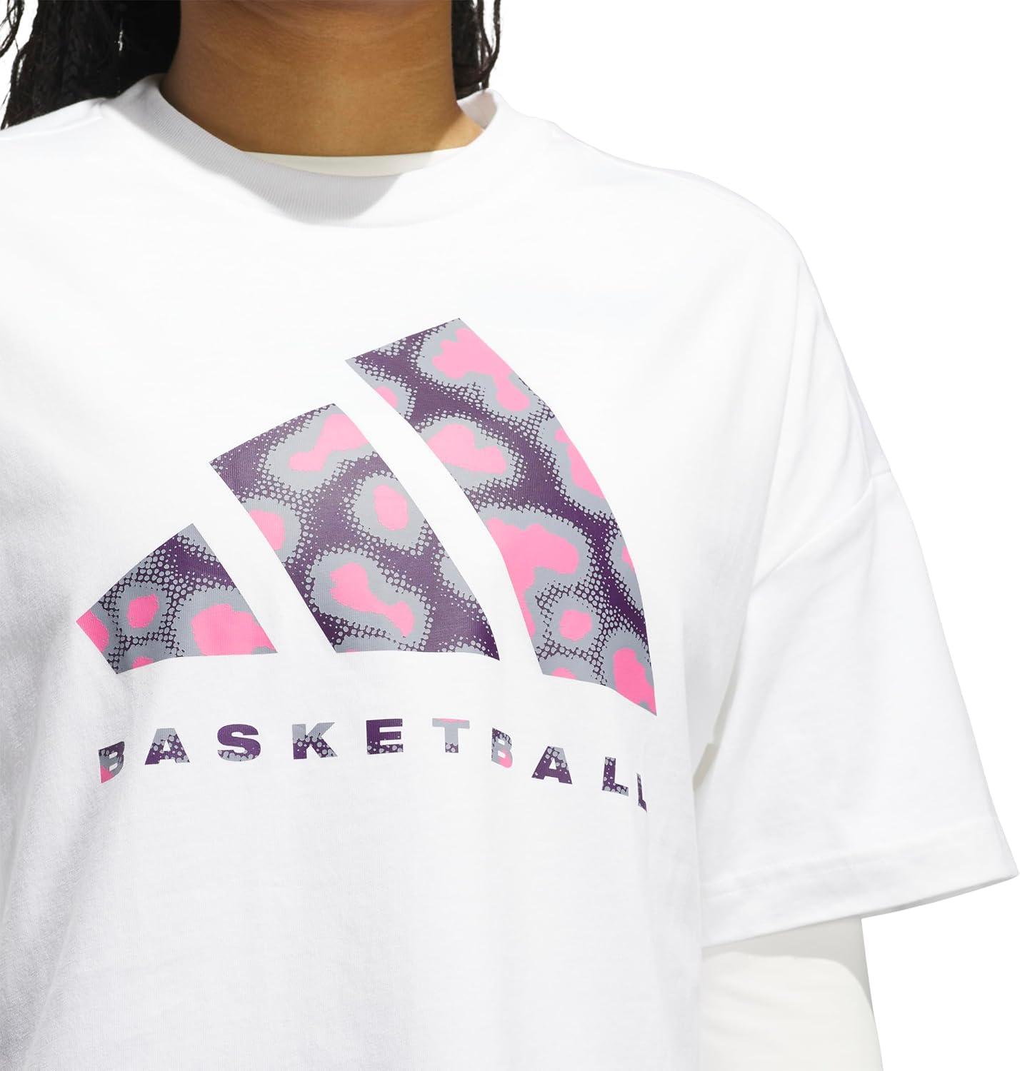 imageadidas Womens Basketball Camouflage Logo TShirtWhiteSilver Violet