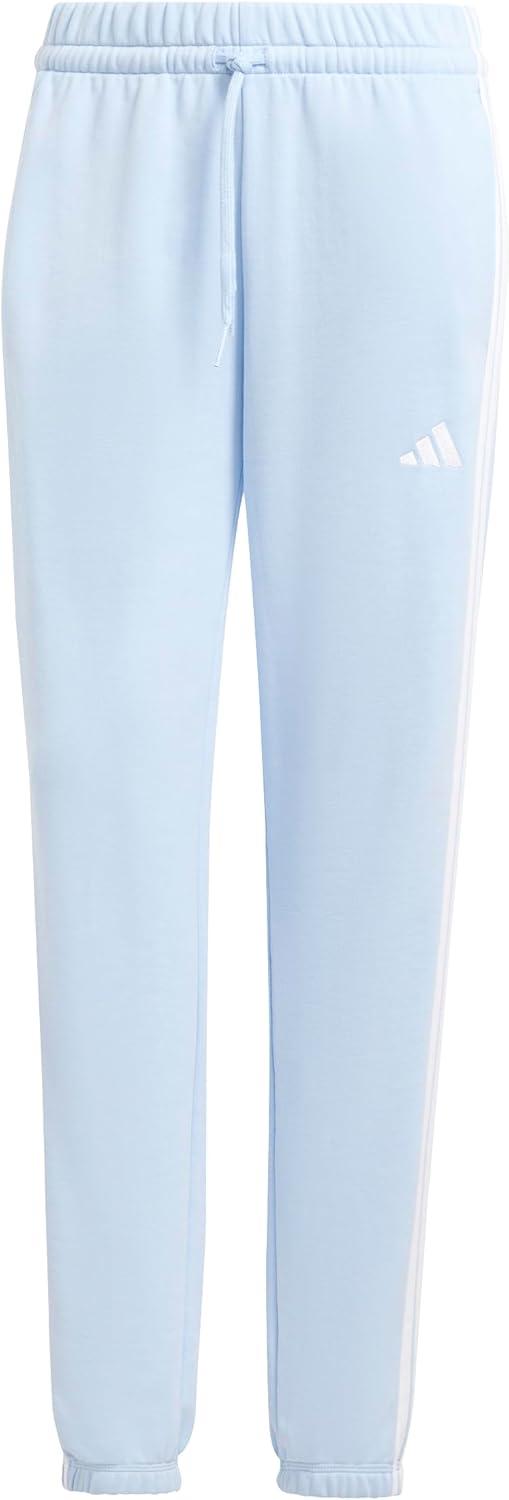 imageadidas Womens Essentials 3Stripes French Terry Cuffed PantsBlueWhite