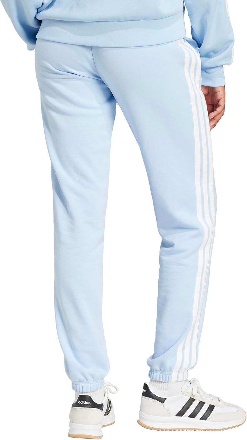 imageadidas Womens Essentials 3Stripes French Terry Cuffed PantsBlueWhite