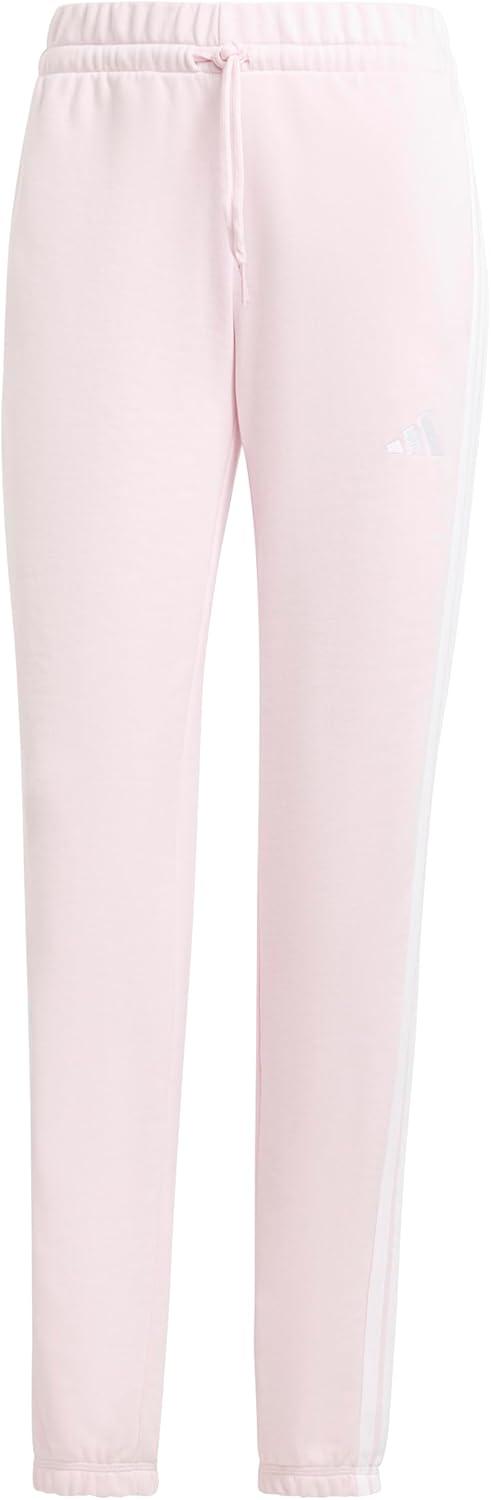 imageadidas Womens Essentials 3Stripes French Terry Cuffed PantsClear PinkWhite