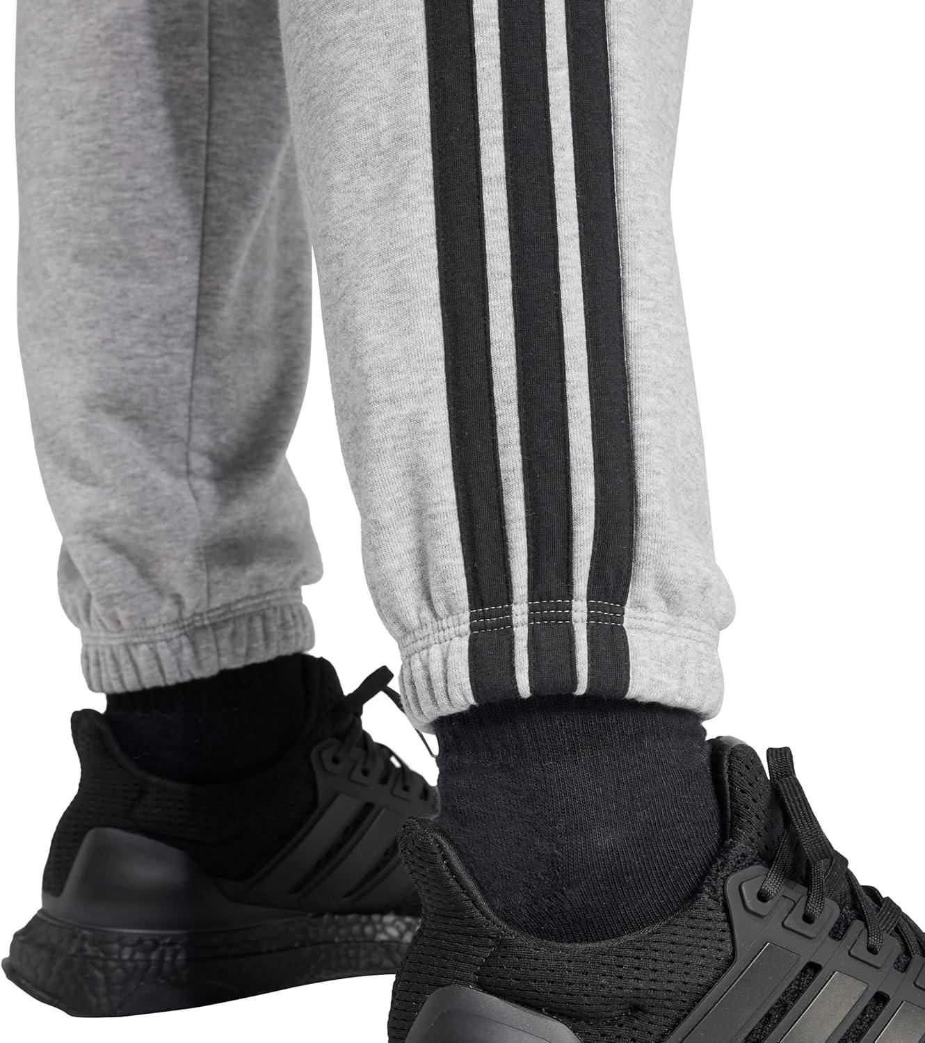 imageadidas Womens Essentials 3Stripes French Terry Cuffed PantsMedium Grey HeatherBlack