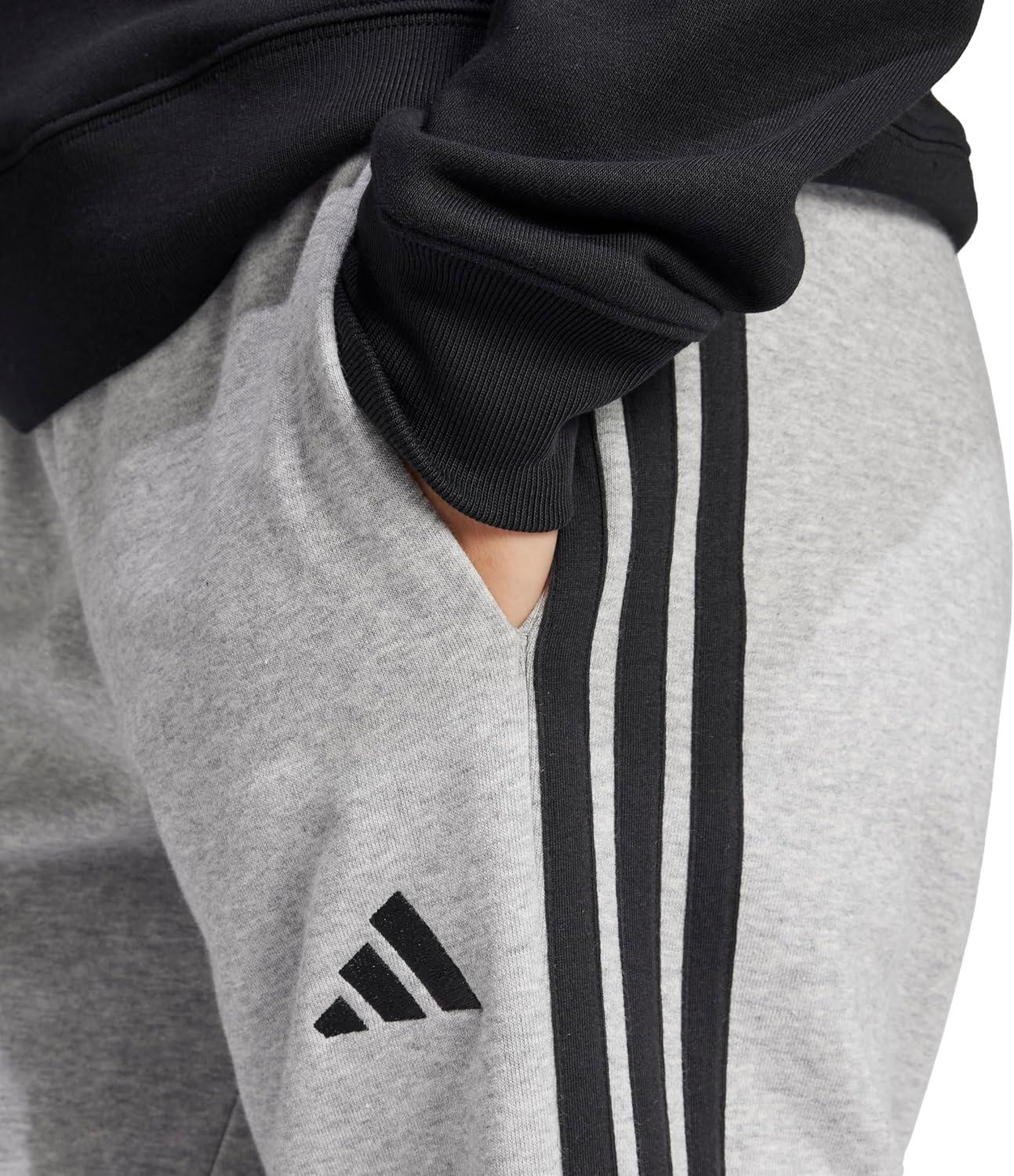 imageadidas Womens Essentials 3Stripes French Terry Cuffed PantsMedium Grey HeatherBlack