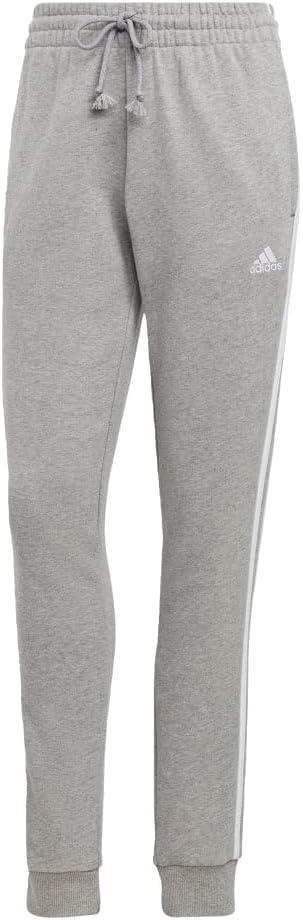 imageadidas Womens Essentials 3Stripes French Terry Cuffed PantsMedium Grey HeatherWhite