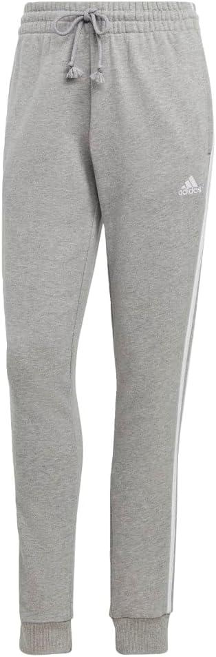 imageadidas Womens Essentials 3Stripes French Terry Cuffed PantsMedium Grey HeatherWhite
