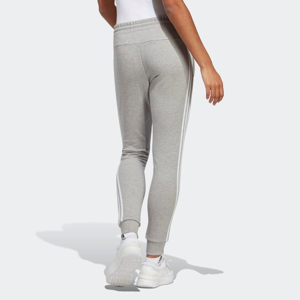 imageadidas Womens Essentials 3Stripes French Terry Cuffed PantsMedium Grey HeatherWhite