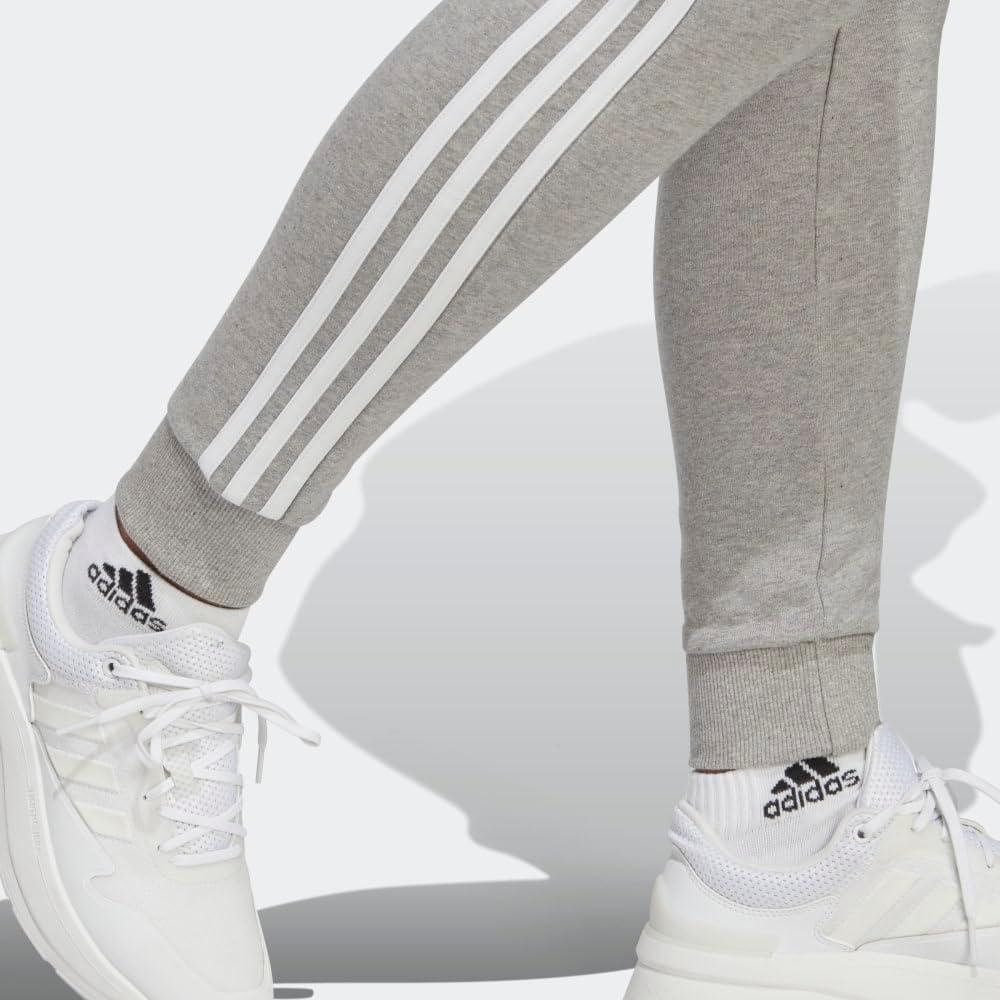 imageadidas Womens Essentials 3Stripes French Terry Cuffed PantsMedium Grey HeatherWhite