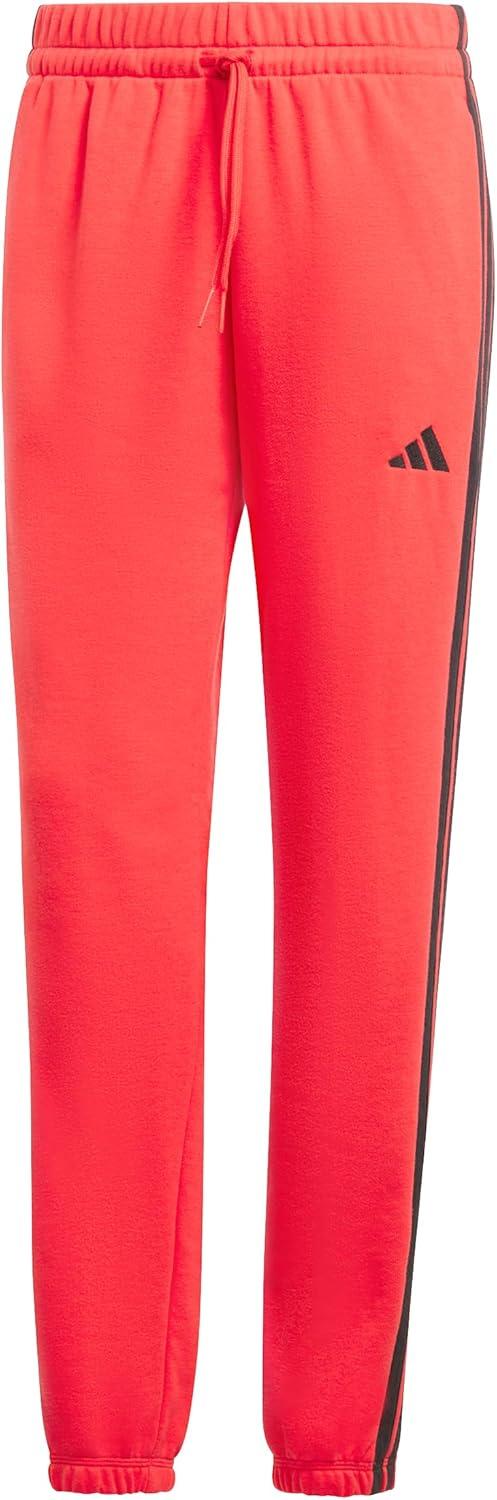 imageadidas Womens Essentials 3Stripes French Terry Cuffed PantsPure RubyBlack