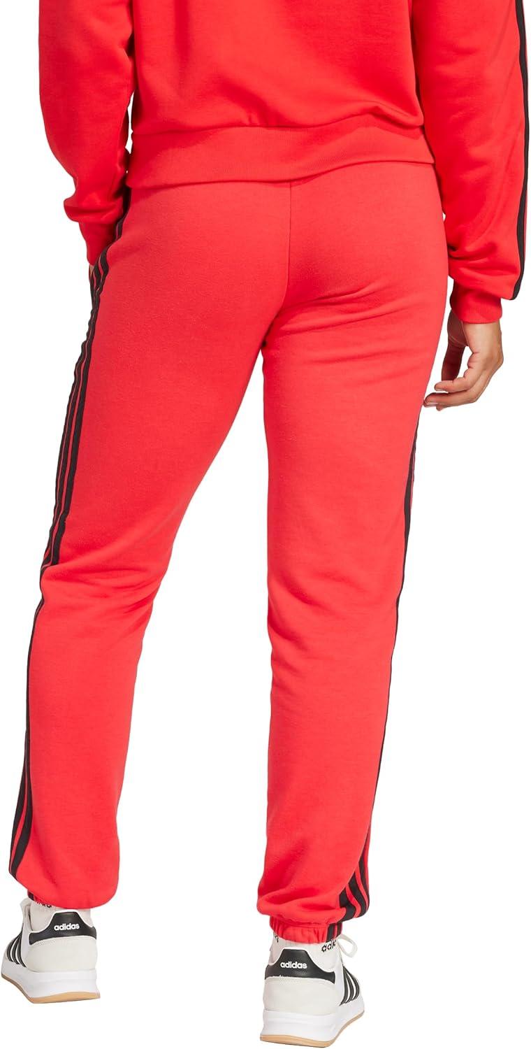 imageadidas Womens Essentials 3Stripes French Terry Cuffed PantsPure RubyBlack