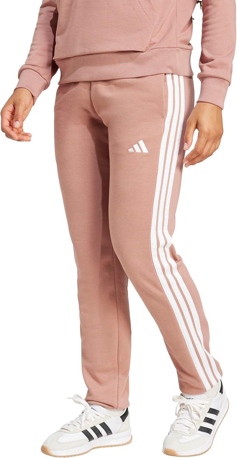imageadidas Womens Essentials 3Stripes French Terry Cuffed PantsWarm ClayWhite