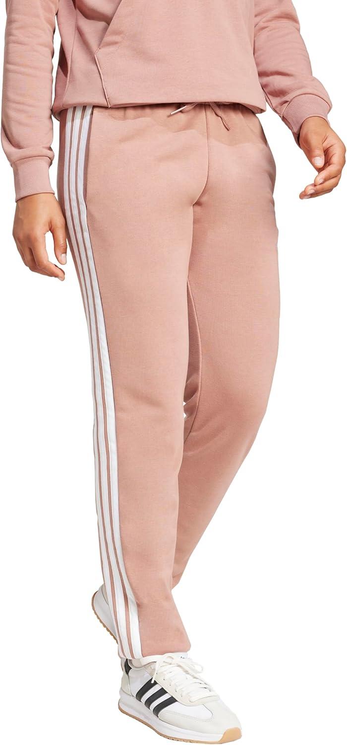 imageadidas Womens Essentials 3Stripes French Terry Cuffed PantsWarm ClayWhite