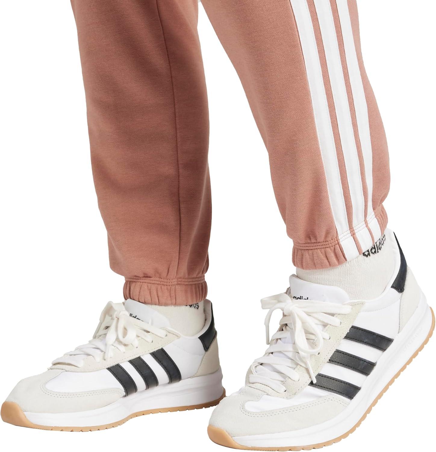imageadidas Womens Essentials 3Stripes French Terry Cuffed PantsWarm ClayWhite