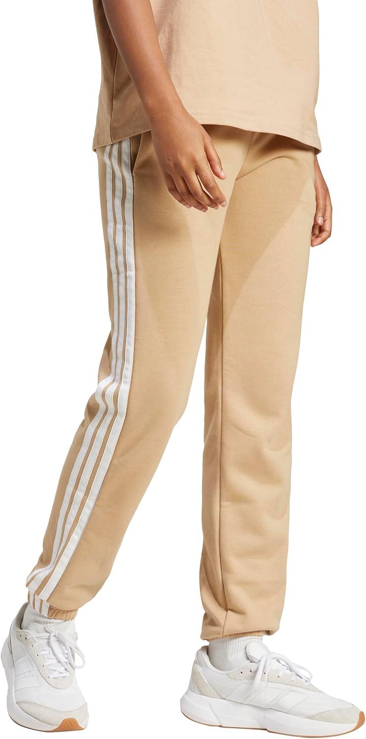 imageadidas Womens Essentials 3Stripes French Terry Cuffed PantsWarm SandstoneWhite