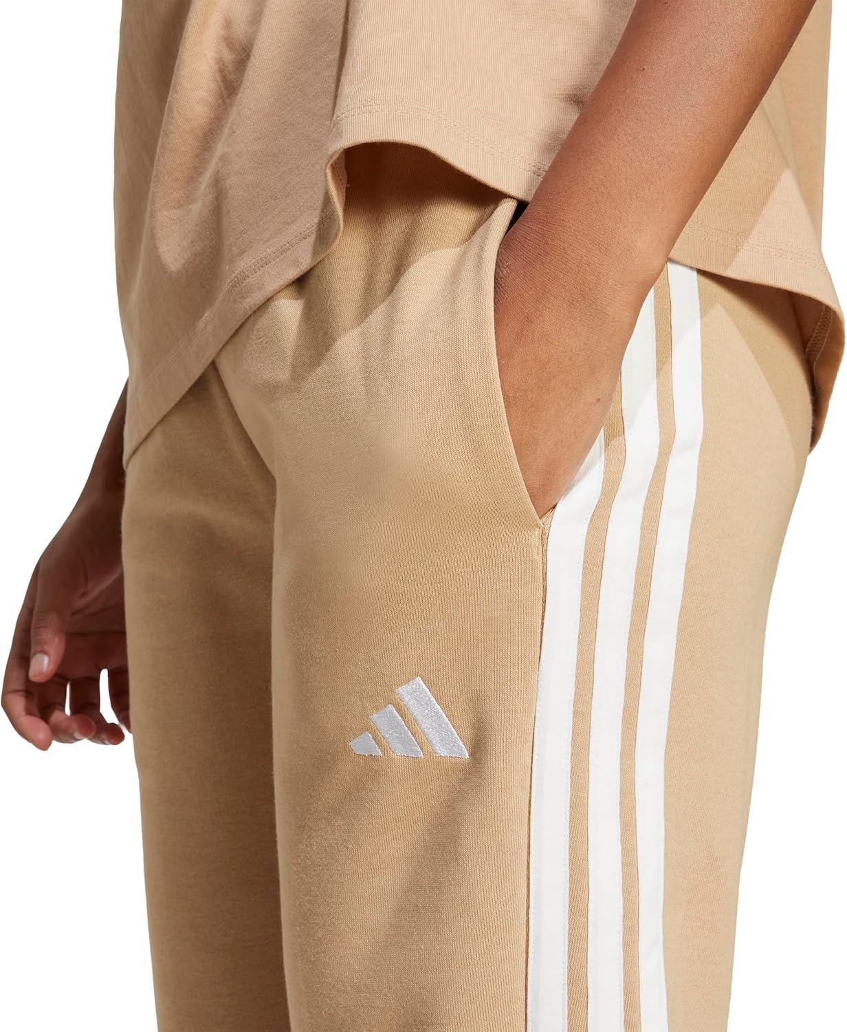 imageadidas Womens Essentials 3Stripes French Terry Cuffed PantsWarm SandstoneWhite