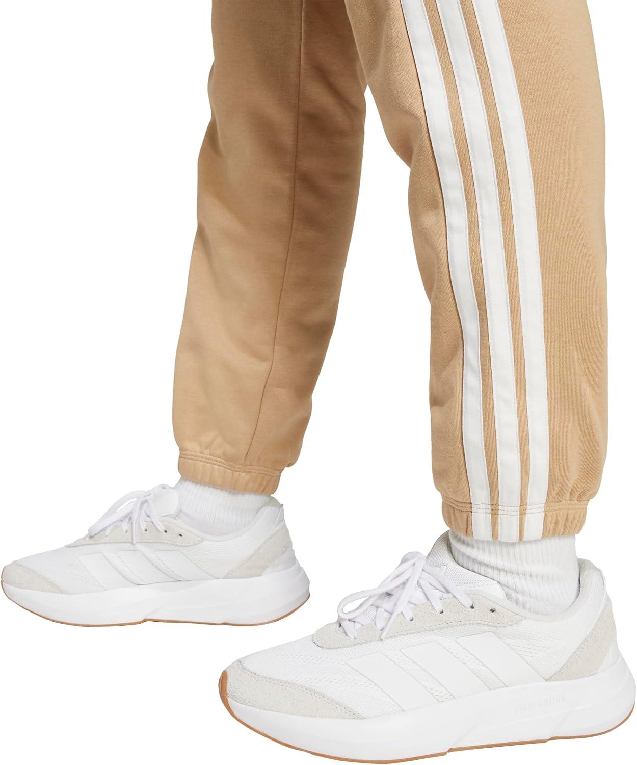 imageadidas Womens Essentials 3Stripes French Terry Cuffed PantsWarm SandstoneWhite