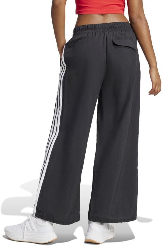 imageadidas Womens Essentials 3Stripes Woven Parachute PantsBlack  White