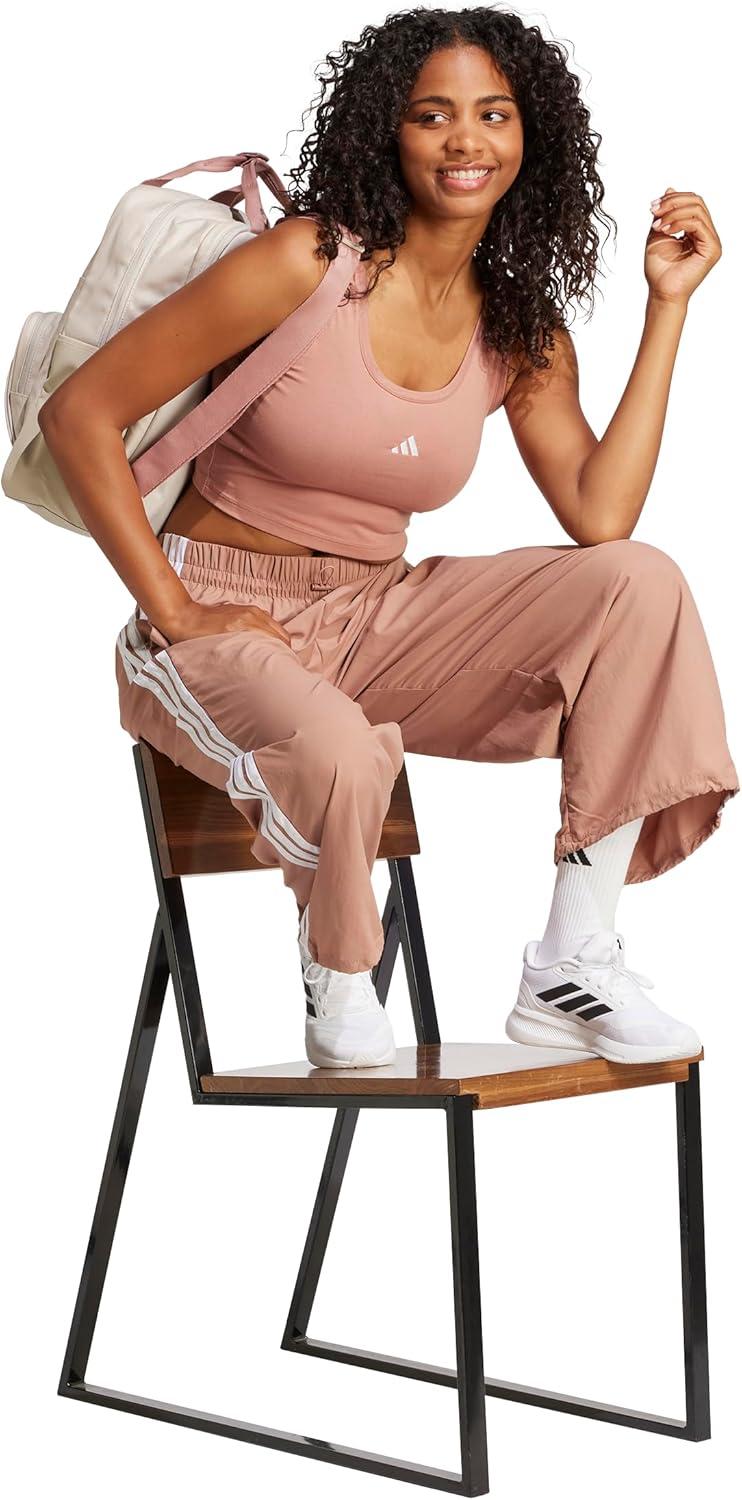 imageadidas Womens Essentials 3Stripes Woven Parachute PantsWarm ClayWhite