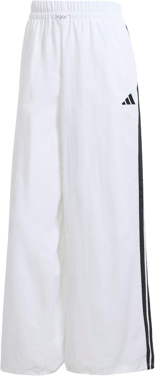 imageadidas Womens Essentials 3Stripes Woven Parachute PantsWhiteBlack