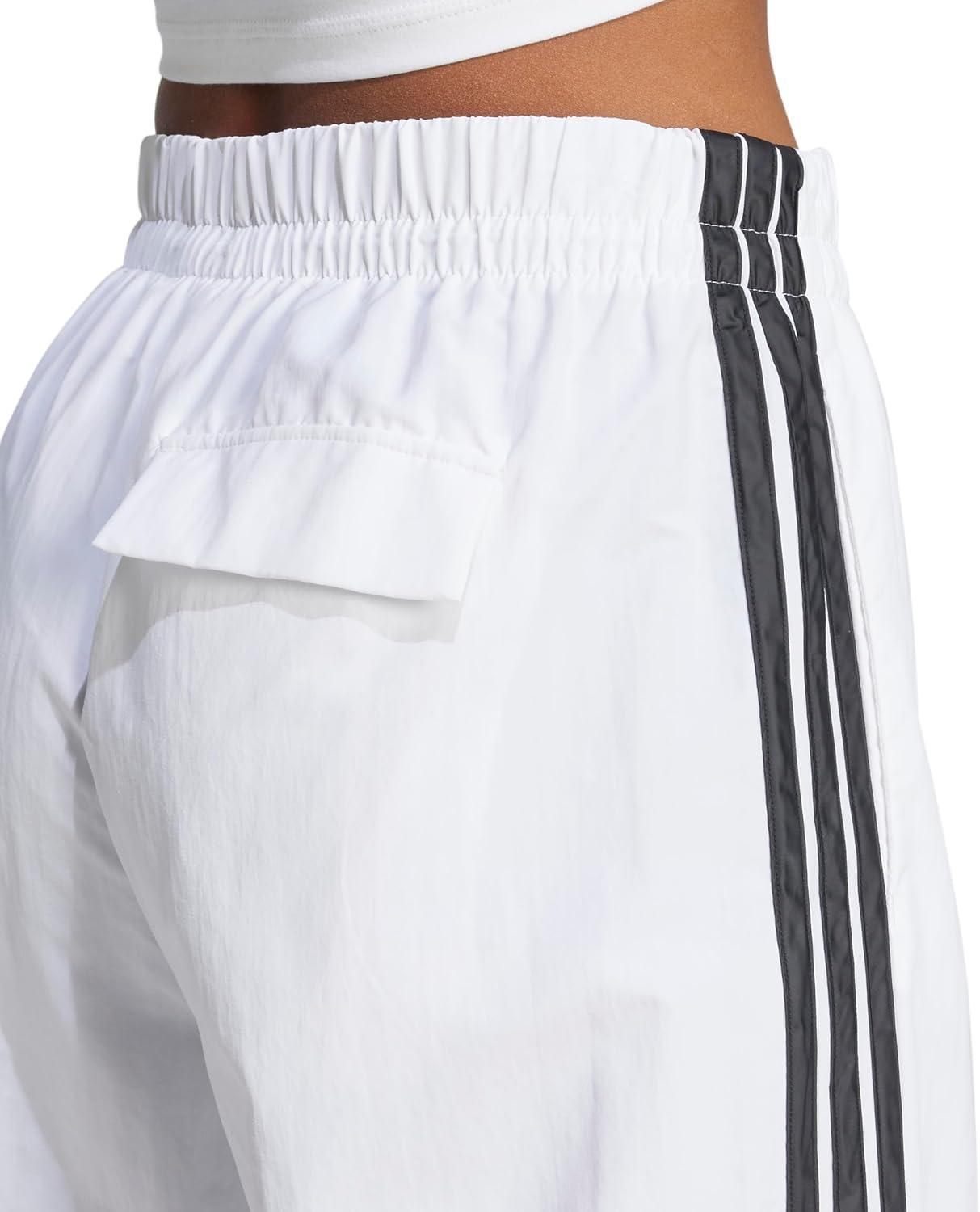 imageadidas Womens Essentials 3Stripes Woven Parachute PantsWhiteBlack