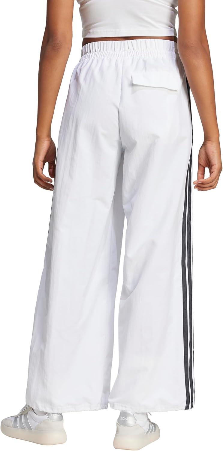 imageadidas Womens Essentials 3Stripes Woven Parachute PantsWhiteBlack