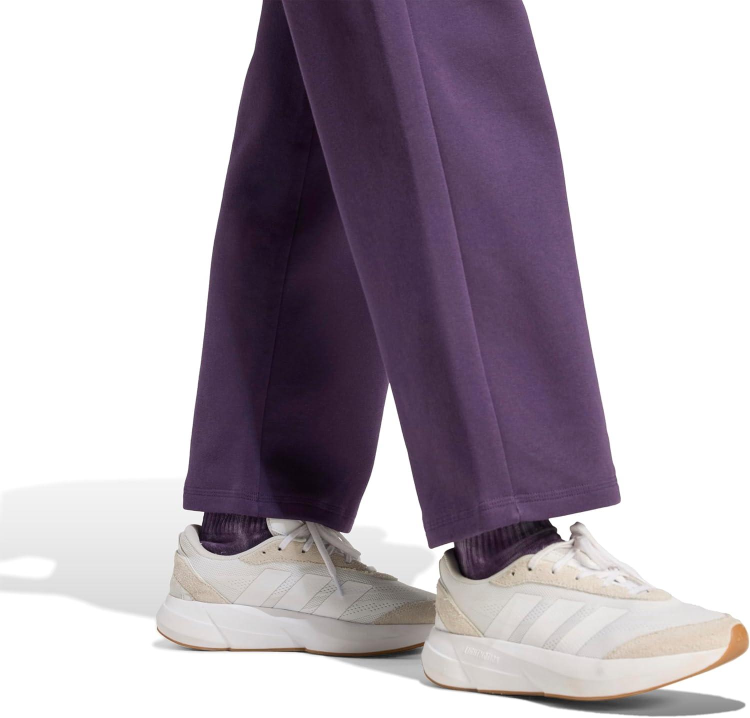 imageadidas Womens Essentials Small Logo Feel Cozy Open Hem PantAurora PlumBlack