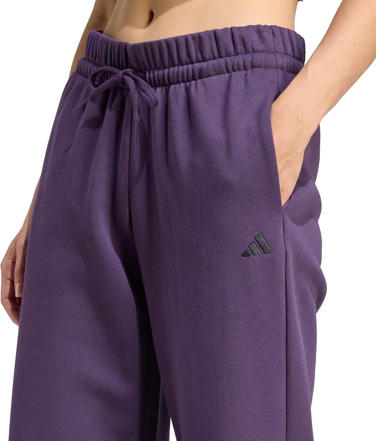 imageadidas Womens Essentials Small Logo Feel Cozy Open Hem PantAurora PlumBlack