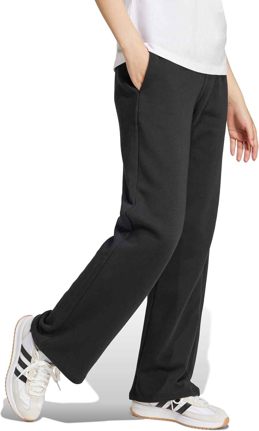 imageadidas Womens Essentials Small Logo Feel Cozy Open Hem PantBlackWhite