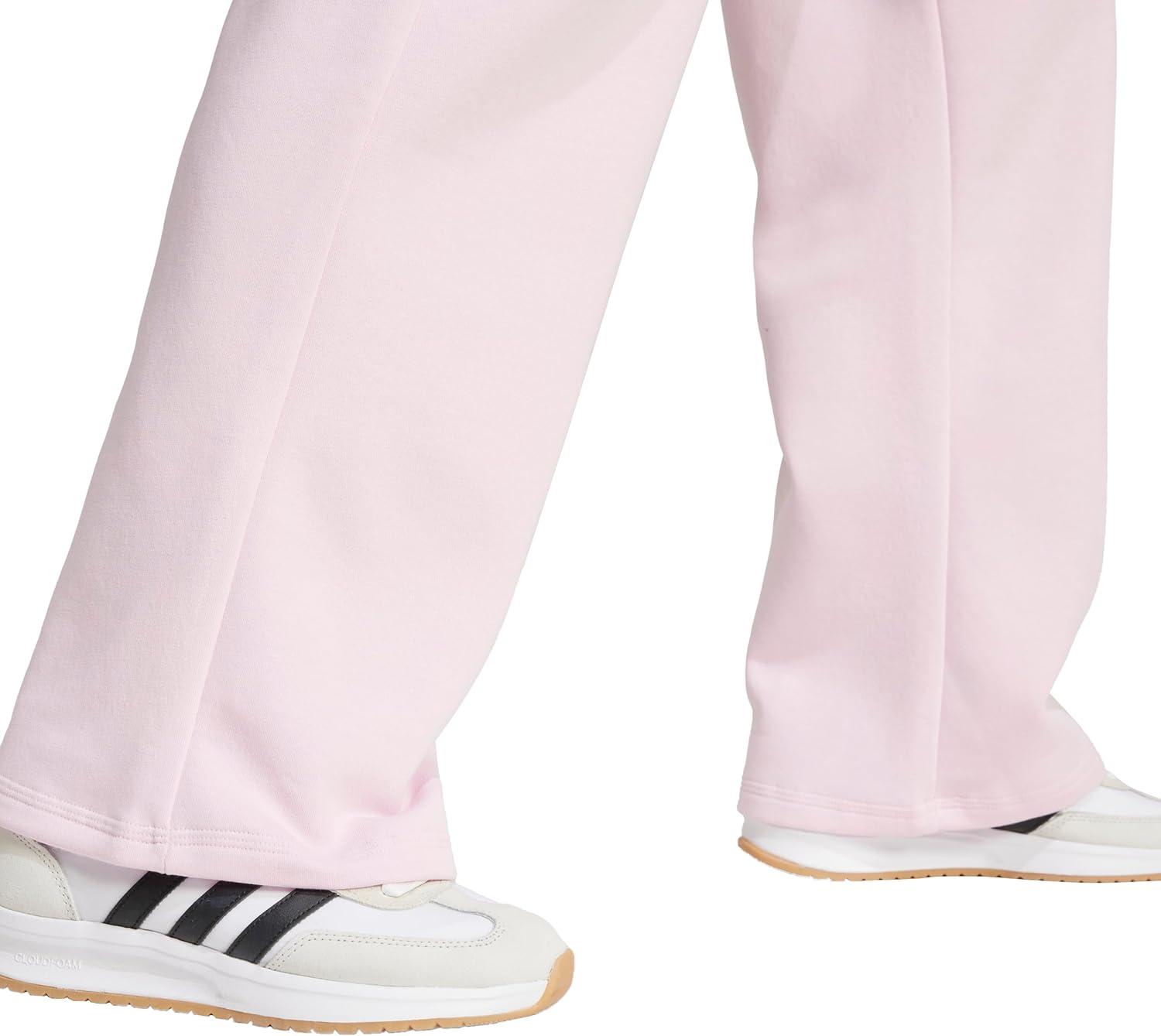 imageadidas Womens Essentials Small Logo Feel Cozy Open Hem PantClear PinkWhite