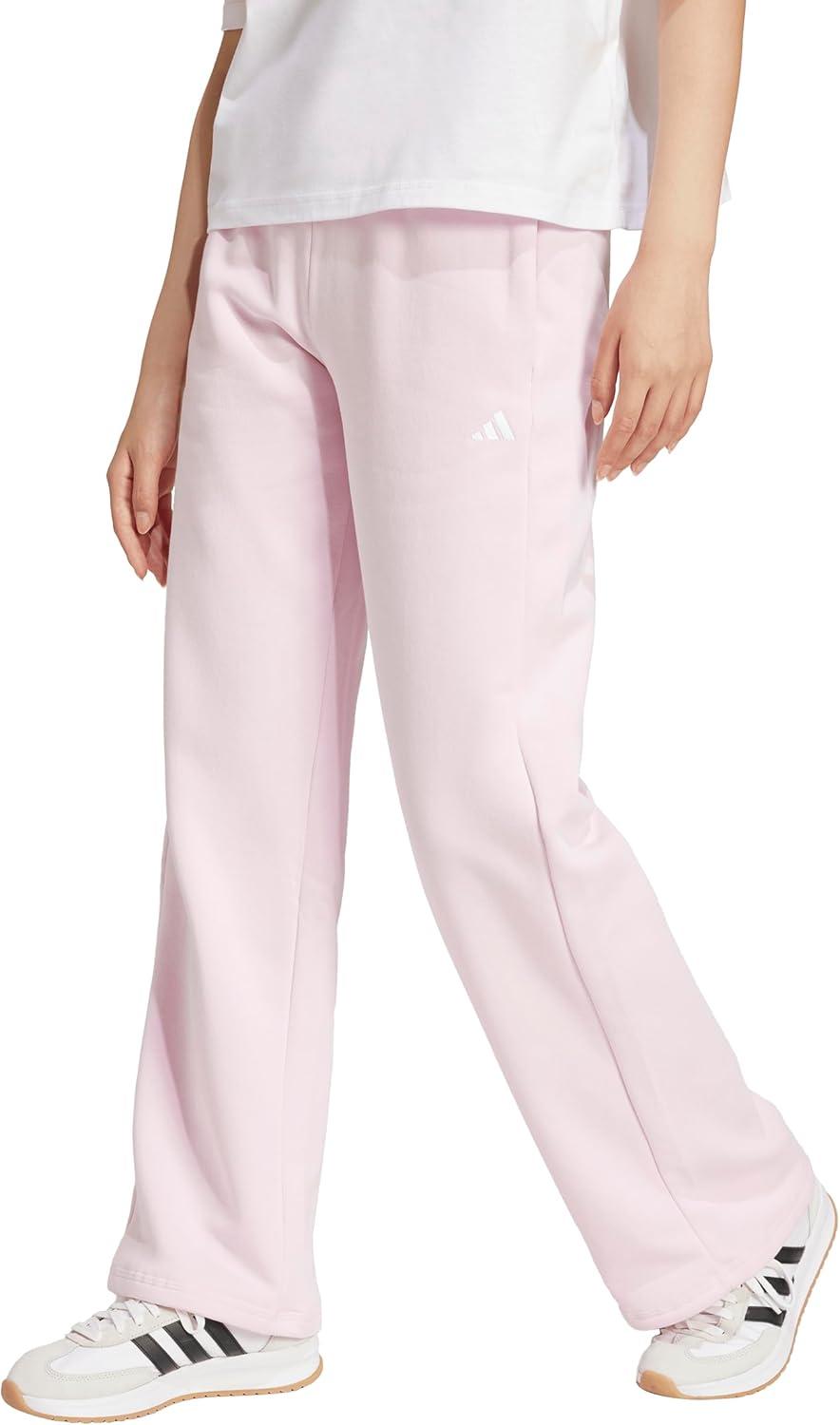 imageadidas Womens Essentials Small Logo Feel Cozy Open Hem PantClear PinkWhite