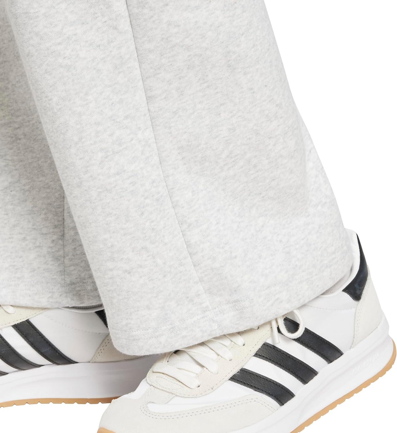 imageadidas Womens Essentials Small Logo Feel Cozy Open Hem PantLight Grey HeatherWhite