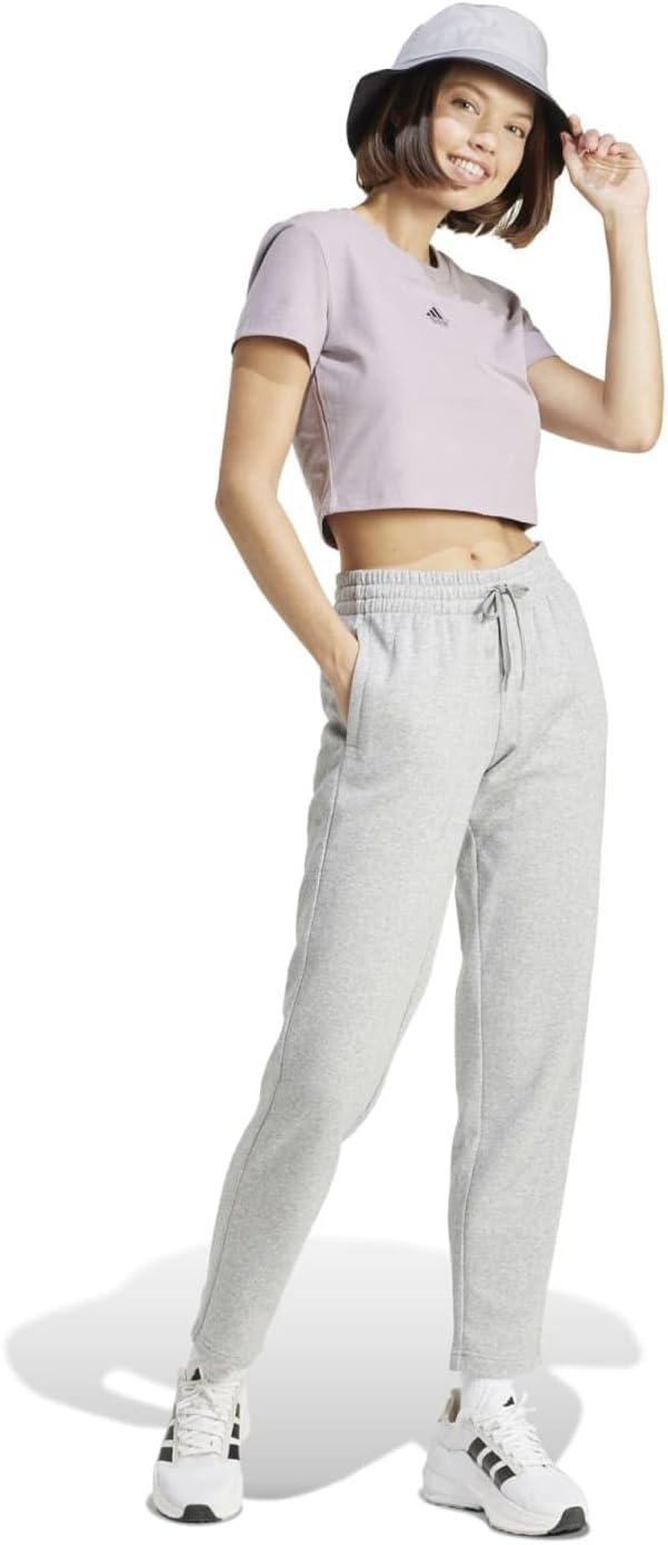 imageadidas Womens Essentials Small Logo Feel Cozy Open Hem PantMedium Grey Heather
