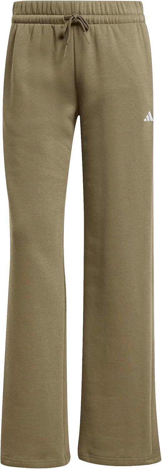 imageadidas Womens Essentials Small Logo Feel Cozy Open Hem PantOlive StrataWhite