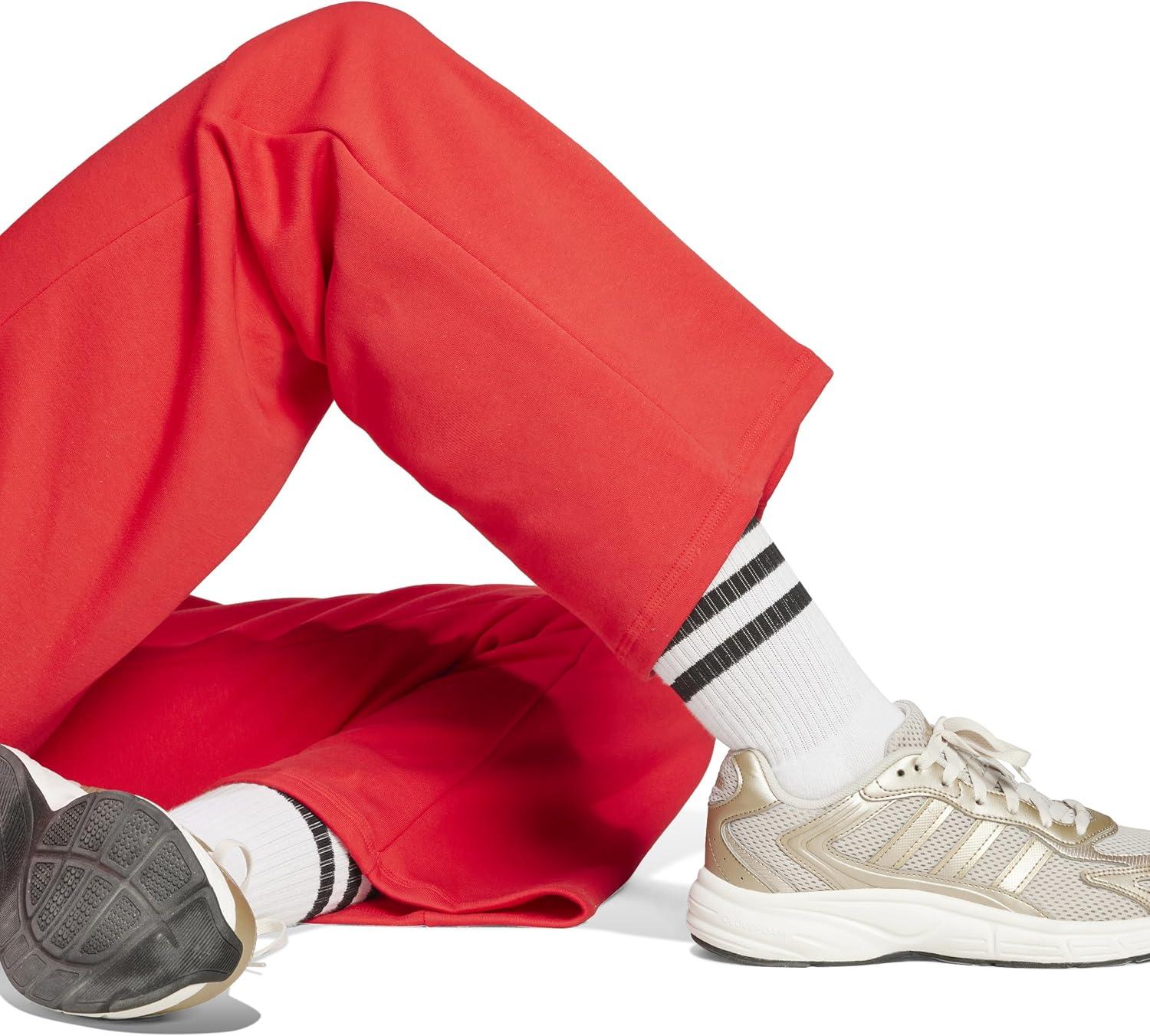 imageadidas Womens Essentials Small Logo Feel Cozy Open Hem PantPure RubyBlack