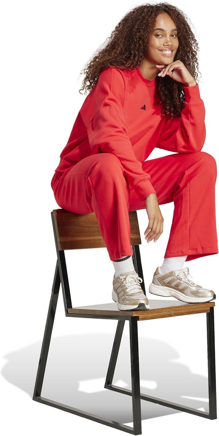 imageadidas Womens Essentials Small Logo Feel Cozy Open Hem PantPure RubyBlack